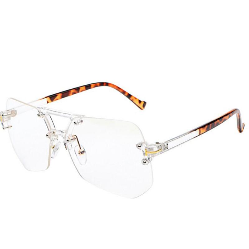 Прочные Стильные Прозрачные Очки Большие Оправы Для Женщин Мужские Без Ободка Неправильной Формы