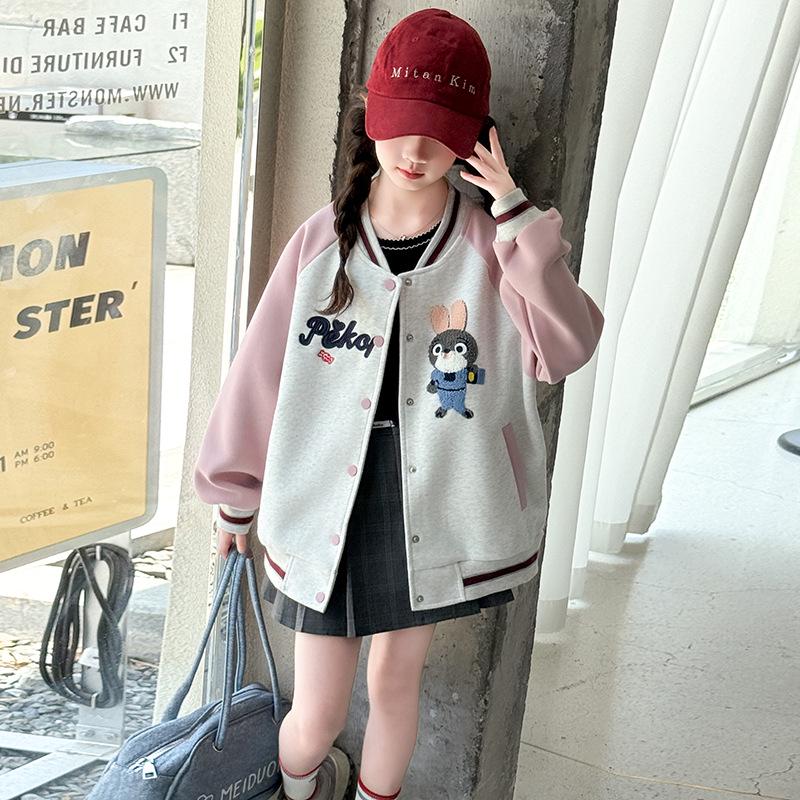 

2025 Girls Autumn Fashion: Stylish Baseball Jacket for Kids 140cm розовый