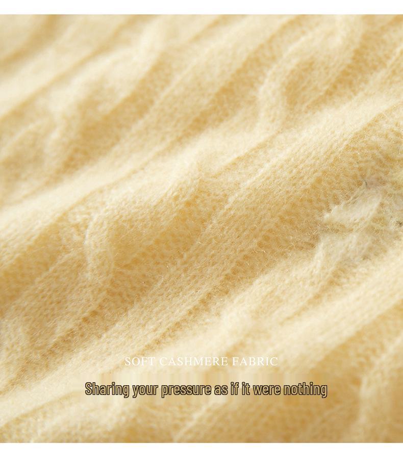 2025 Women's Cloud Cable Knit Cashmere Round Neck Loose Pullover for Autumn/Winter