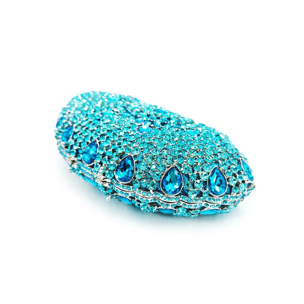 Lady Light Blue Diamonds Evening Clutch Bags Female Metalic Crystal Purse Party Handbag Luxury Woman's  Gems Clutches
