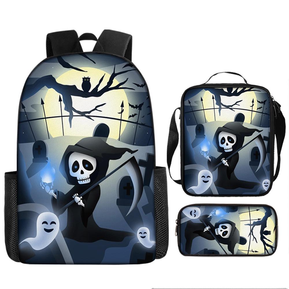 Pixel Halloween Student School Bag Cartoon School Bag Children's Backpack Anime Backpack Satchel