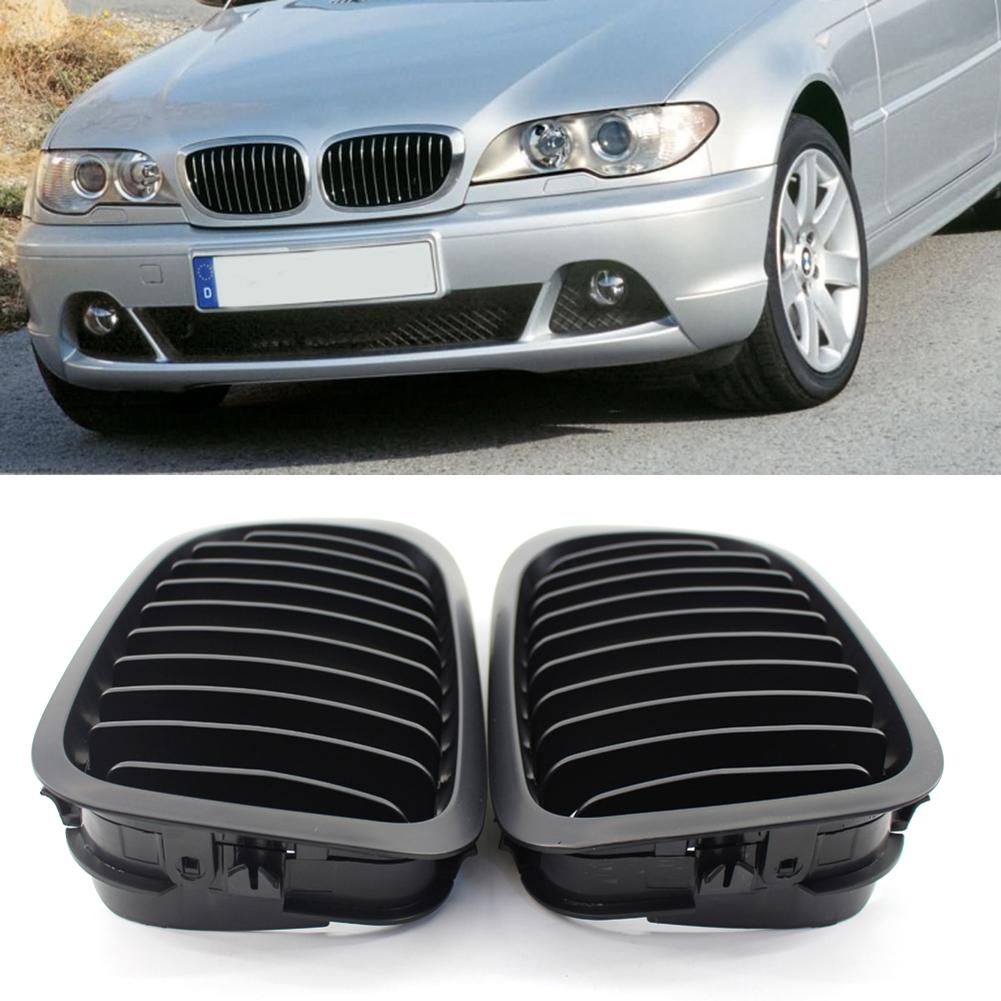 2Pcs Car Front Kidney Black Grille Matte Glossy Slat Style Grill for BMW E46 Pre-Facelift 2 Door Coupe Cabriolet