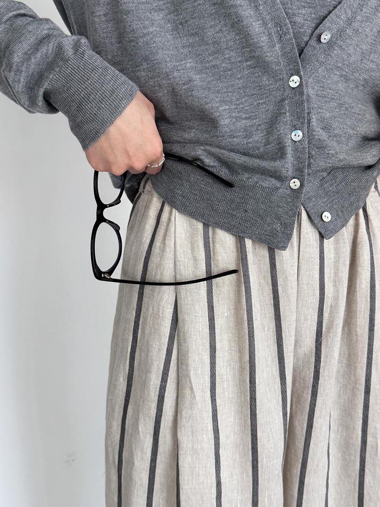 Lu Xi Japanese Retro Linen Striped Wide-Leg Pants - Spring 2026