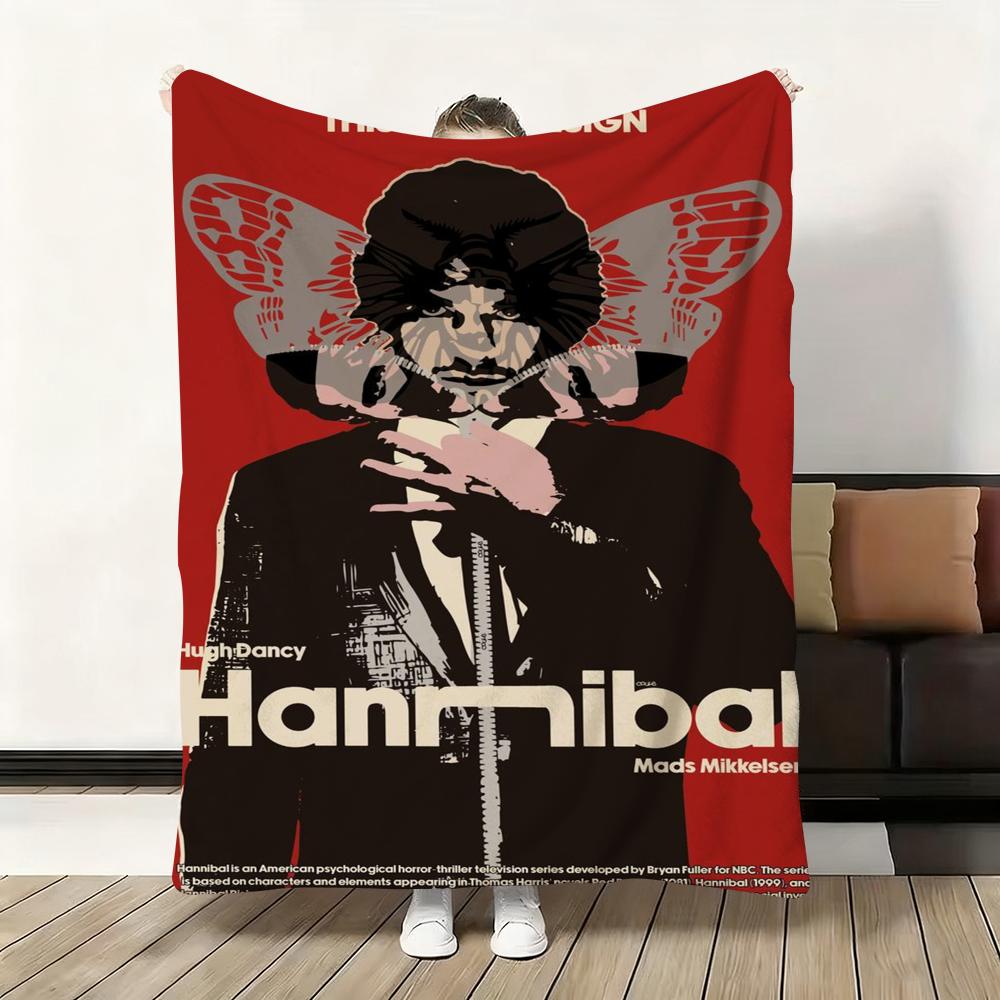 

H-Hannibal TV Throw Thick Flannel Blanket Lightweight Warm Cozy Skin-Friendly Throw for Sofa Bed Office Winter Use 75x90cm
