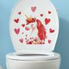 Cute Unicorn with Love Hearts Toilet Seat Sticker Bathroom Decor Magical Removable Waterproof Decal