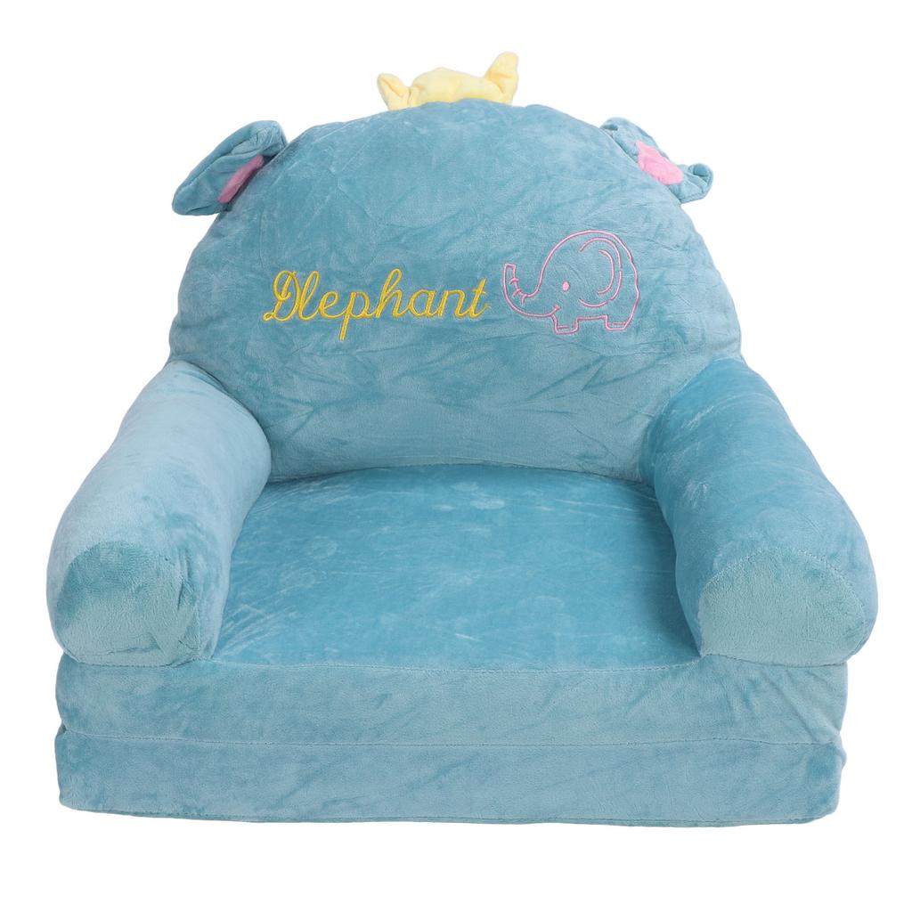 Foldable Kids Sofa Kids Sofa Couch Comfy 2 in 1 Flip Open Couch Sleeper for Kids Elephant Embroidery Pattern 2 Layer