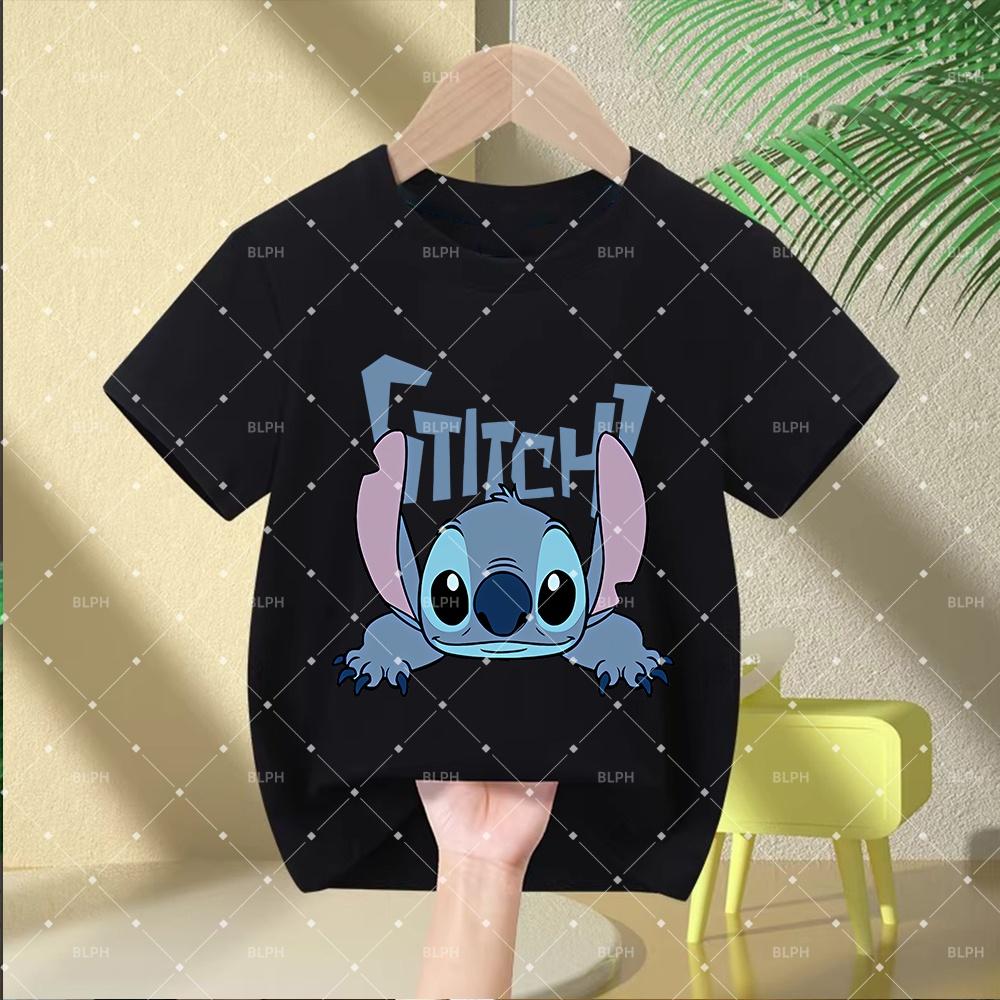 Disney Stitch Children's T-Shirt with Cute Cartoon Character Print, Soft and Casual Short Sleeve