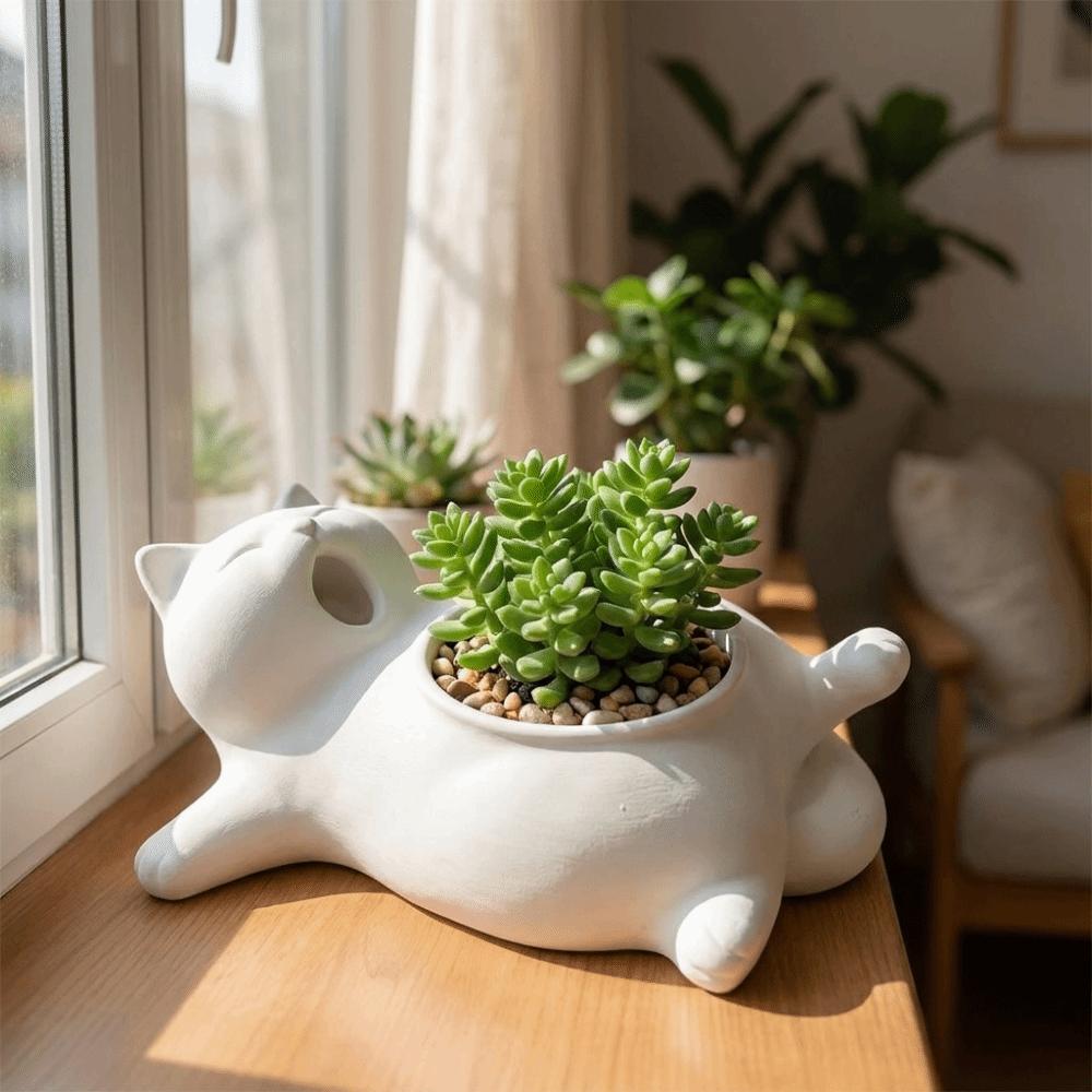 Cat-shaped Storage Box Cat Flower Pot 3D Printed Desktop Storage Box Succulent Pot Tabletop
