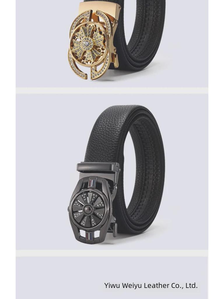 Lucky Belt Lässiger Herrengürtel aus Rindsleder mit automatischer Schnalle für junge und mittlere Altersgruppen