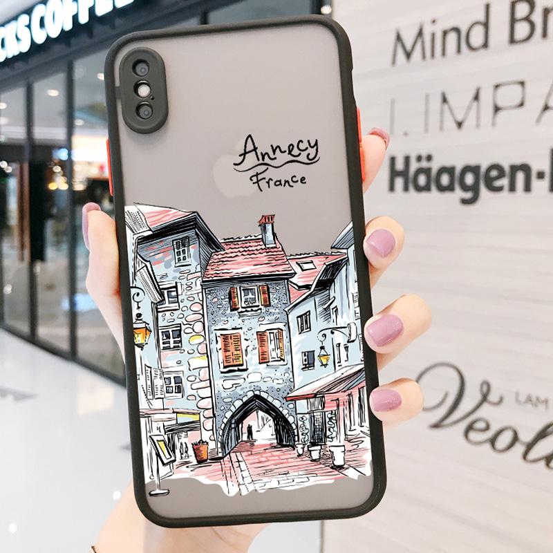 Reisen Weltreise Straßenmalerei Handyhülle Für iPhone 15 14 13 11 12 Pro Max 7 8 PLUS SE2 X XS XR Harte Matte Rückabdeckung