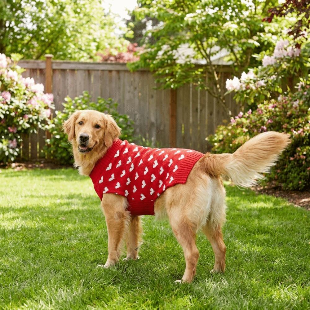Adorable Heart Pattern Pet Knitting Sweaters Warm Round Neck Dog Knit Pullover Breathable Autumn Dog Clothes Daily Wear