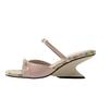 "Ziyan" Small Floral~ Sweet Wind Thick Heel Sandals Women's Summer New Bow Word with Wedge Heel Sandals