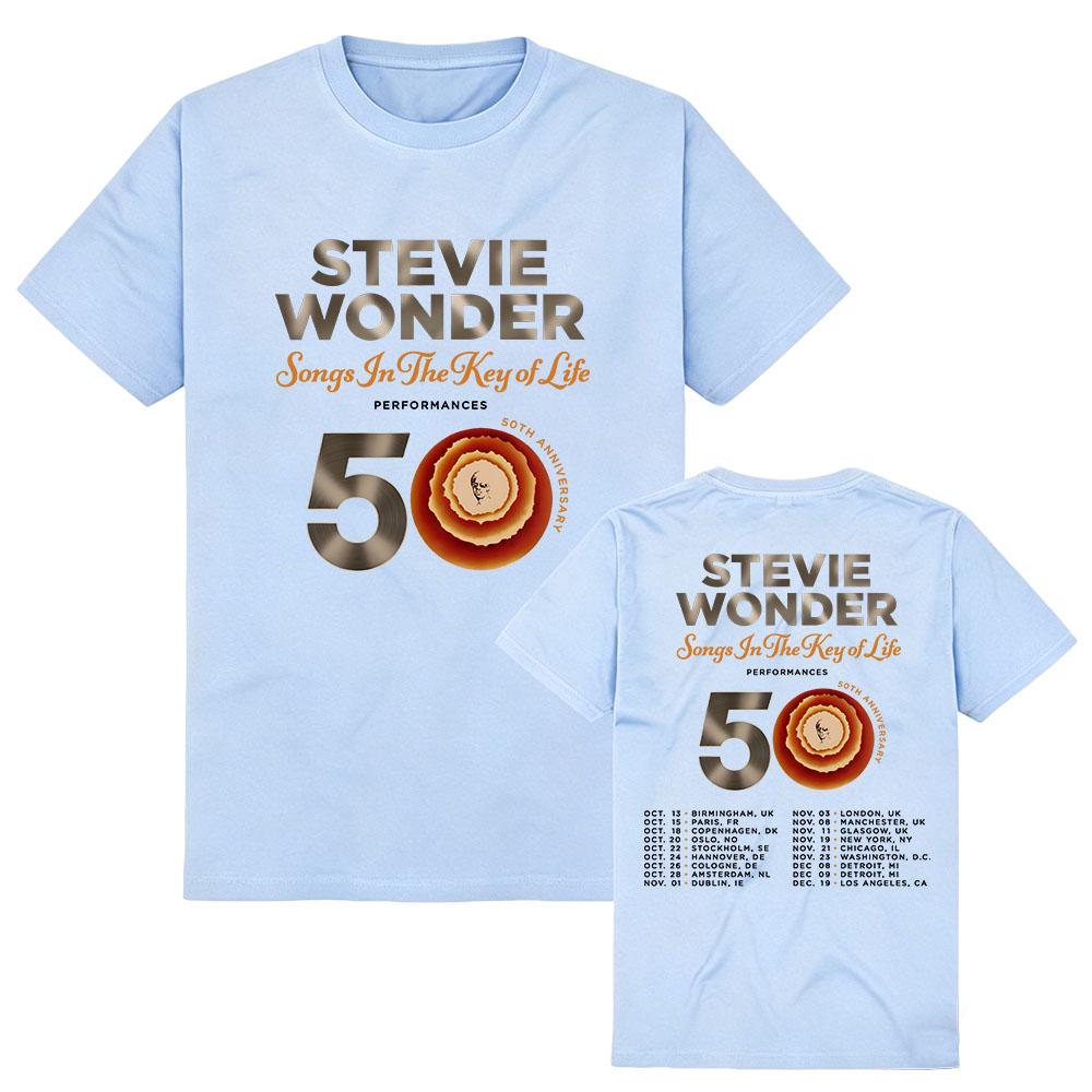 Stevie Wonder Songs in The Key of Life 50th Anniversary Tour T-shirt Cotton Soft Unisex Streetwear Short Sleeve Women Men Tshirt