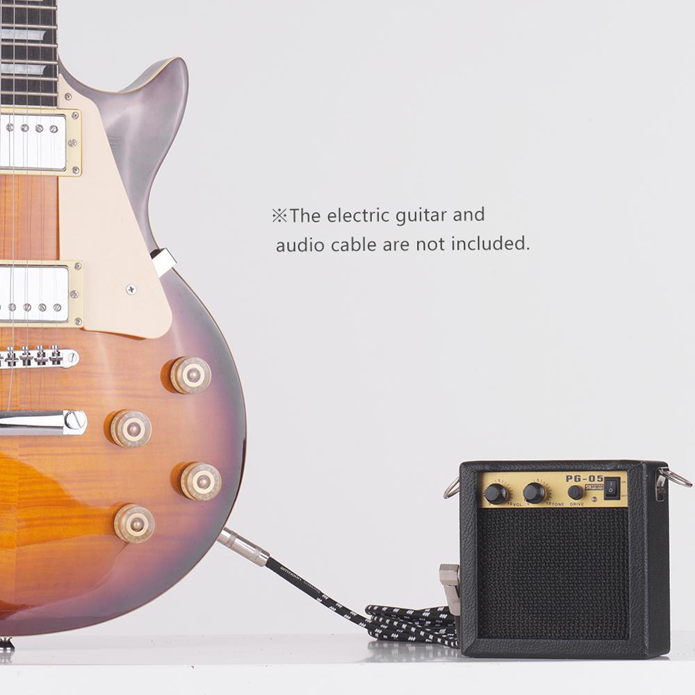 Wooden Mini Guitar Amplifier Amp Speaker 5W with 6.35mm Input 3.5mm Headphone Output Supports Volume Tone Adjustment