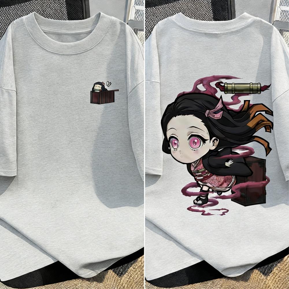 Plus Size Demon Slayer Anime Printed Unisex Women Tshirt Casual Parent Child Top Fashion Summer Street Wear Y2K Harajuku Style