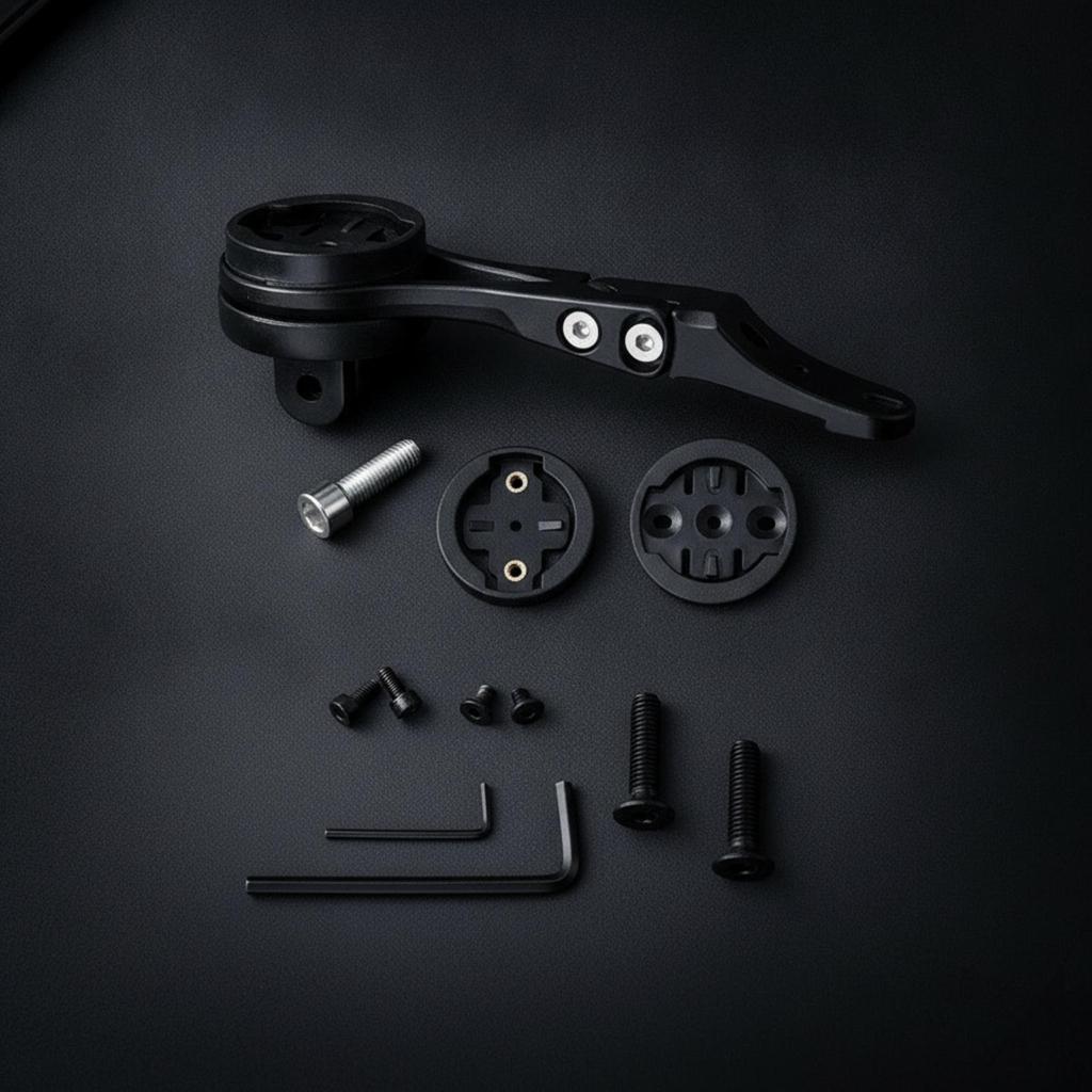 Bike Computer Extension Mount Ebony Front-Facing with Adapters