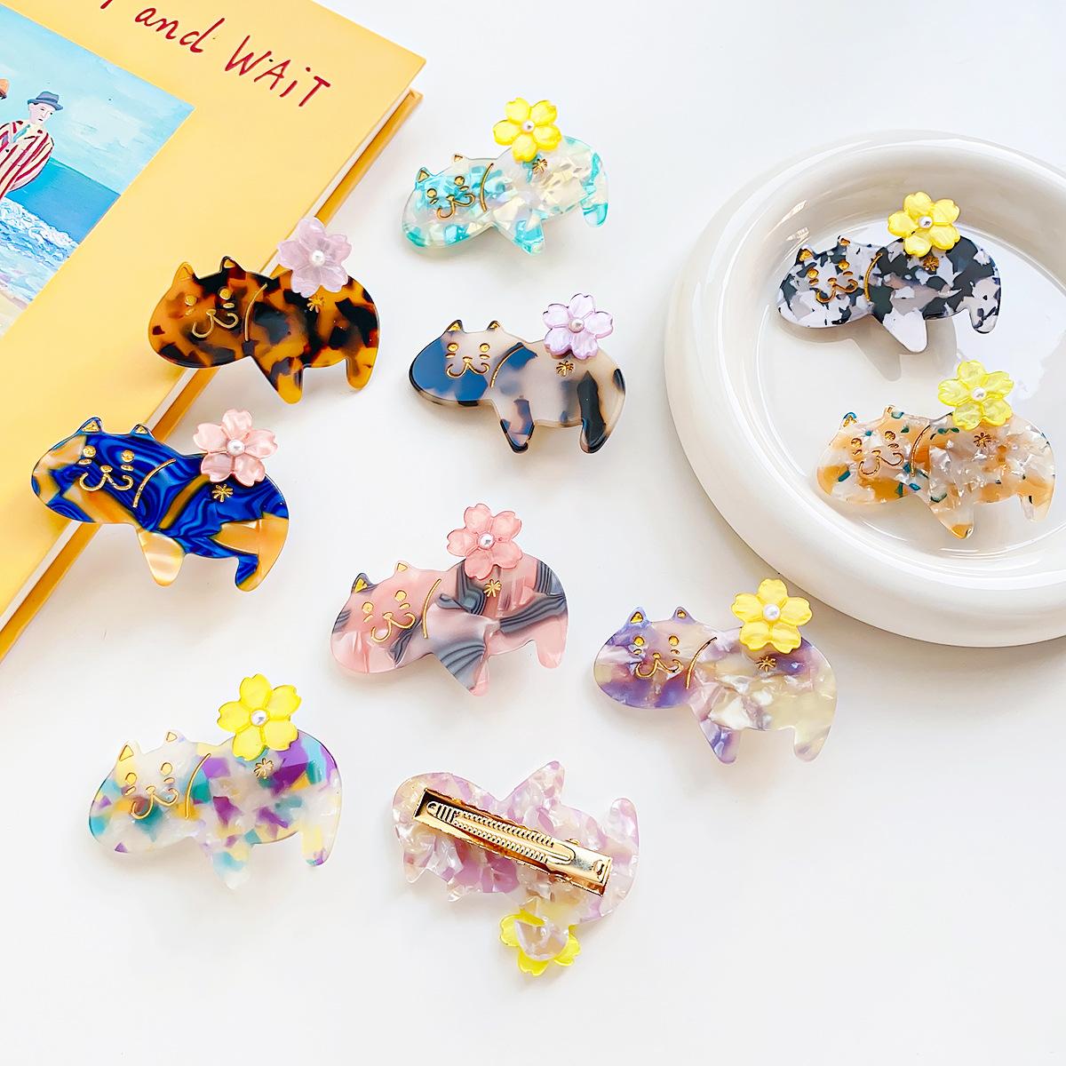 

Симпатичная кошка Заколка для волос Французский винтажный боковой зажим