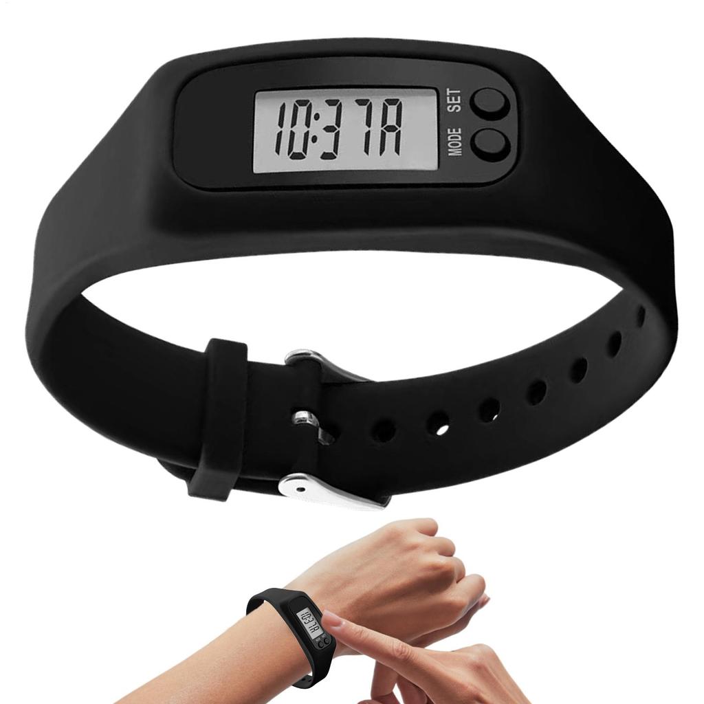LED Pedometer Bracelet Wrist Calorie Counter 12/24H Time Display Step Counter Watch for Outdoor Sports Fitness Daily Travel