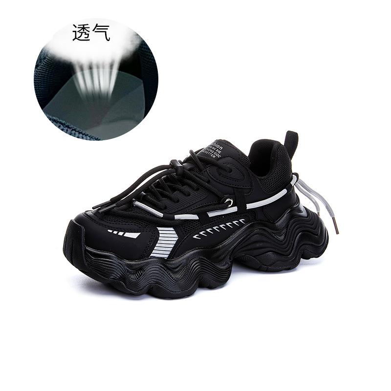 

Suction film sole dad shoes women s 2025 spring new fashion thick sole heightening sports shoes women s casual versatile shoes children 40 чорний