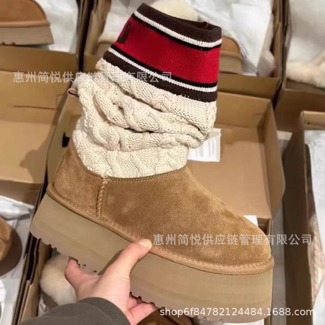 

Сапоги из шерсти с интегрированным мехом из овчины, женские зимние ботинки 2024 года, утепленные носки с подошвой из хлопка, термосапоги 35 малиновый