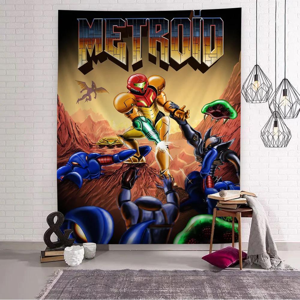 Metroid Themed Anime Tapestry Hanging Tarot Hippie Wall Rugs Dorm Home Decor