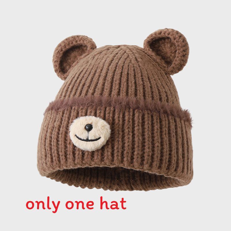 

Cute Bear Hat For Women Winter Warmth Knit Windproof Cap For Casual Wear коричневий