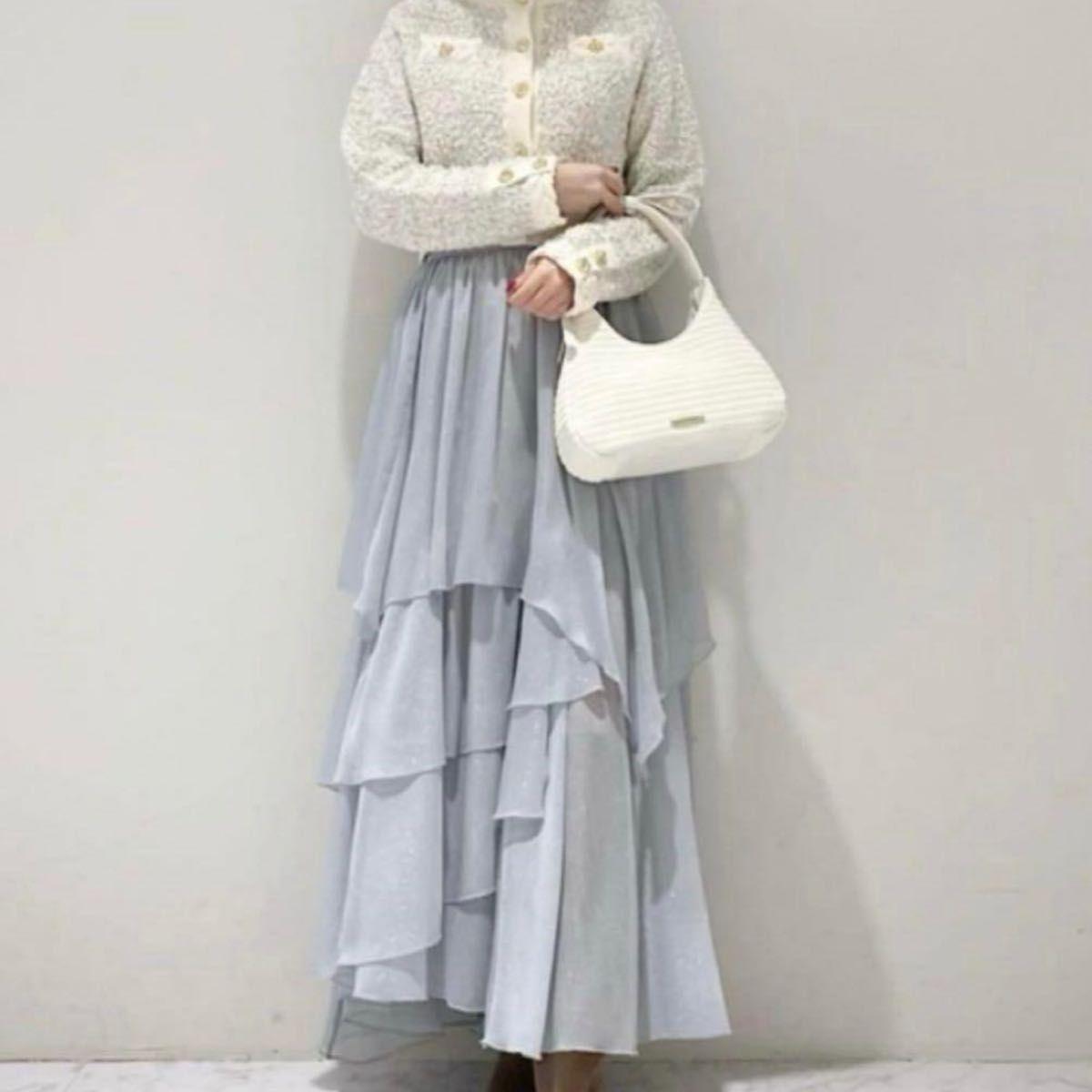 Lily Brown Bright Sheer Tiered Skirt Light Blue Final Price Reduction