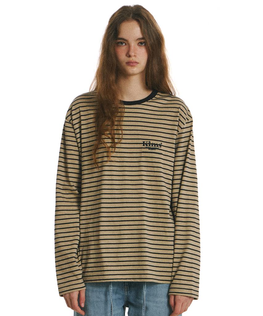 Kimseupeulesikoteunmakes Mini Bam Line Stripe Ls Tee Beige