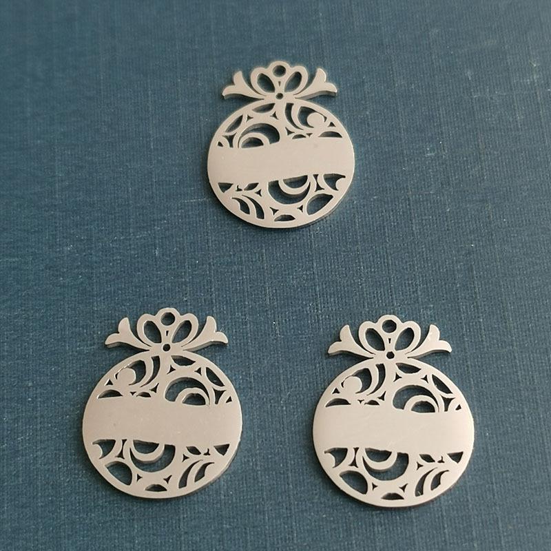 

Christmas Peace Apple Pendant Stainless Steel Electroplated Charm