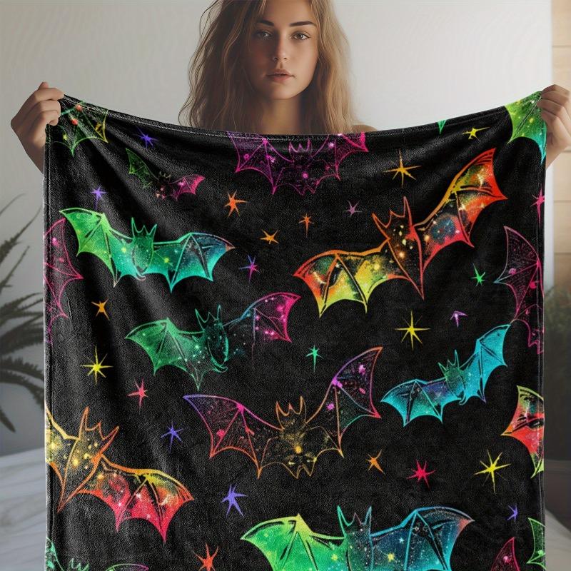 [Vintage Halloween Bat Blanket Warm Vintage Halloween Bat Print Blanket Soft Sofa Bed Car Office Camping Gift for All Seasons