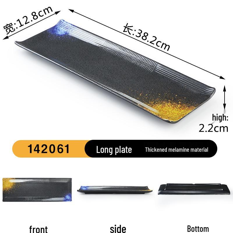 Japanese Retro Melamine Rectangular Plate for Hot Pot, Sushi, Yakiniku, and Barbecue