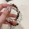 Original Chinese White Crystal & Sandalwood Beaded Bracelet with Gold Thread for Men & Women