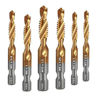 Tarauds métriques AMR à queue hexagonale en acier rapide plaqué titane, pour machines à vis, M3, M4, M5, M6, M8, M10, outils à main