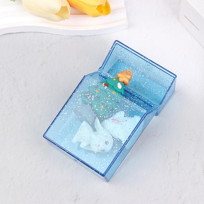 Clear Glitter Small Storage Box Kpop Photo Mini Card Holder Flip Lid Photo Case Small Stationery Card Holder Organizer