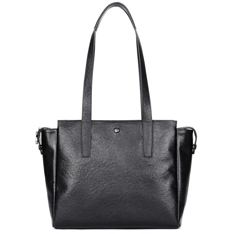 Genuine Leather Men s Handbag Business Travel Single Shoulder Briefcase Casual Simple Style Large Capacity Cowhide Bag чёрный