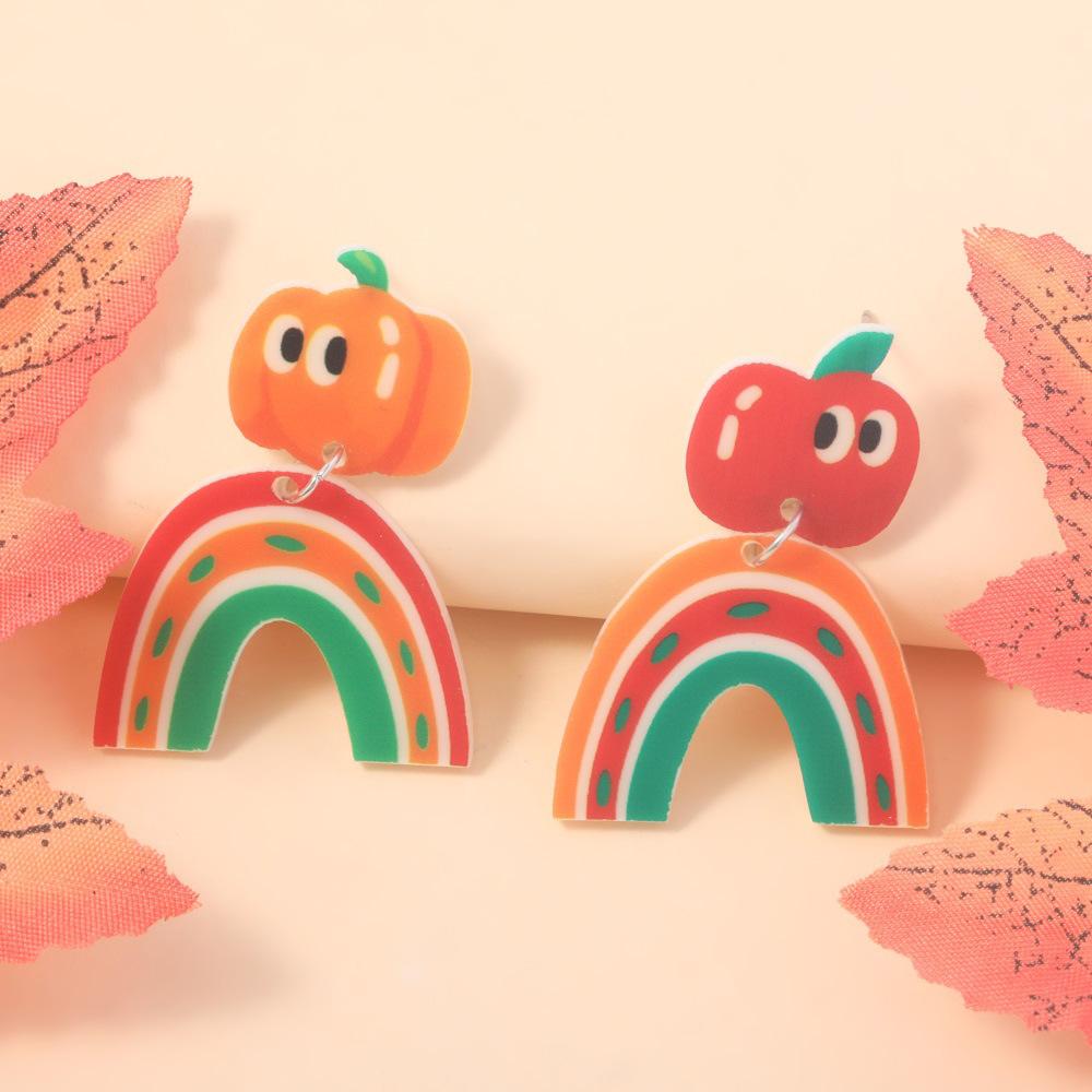 Semi-Hosting Eco-Friendly Acrylic Stud Earrings, Personalized Thanksgiving Pumpkin Pie Stud Earrings