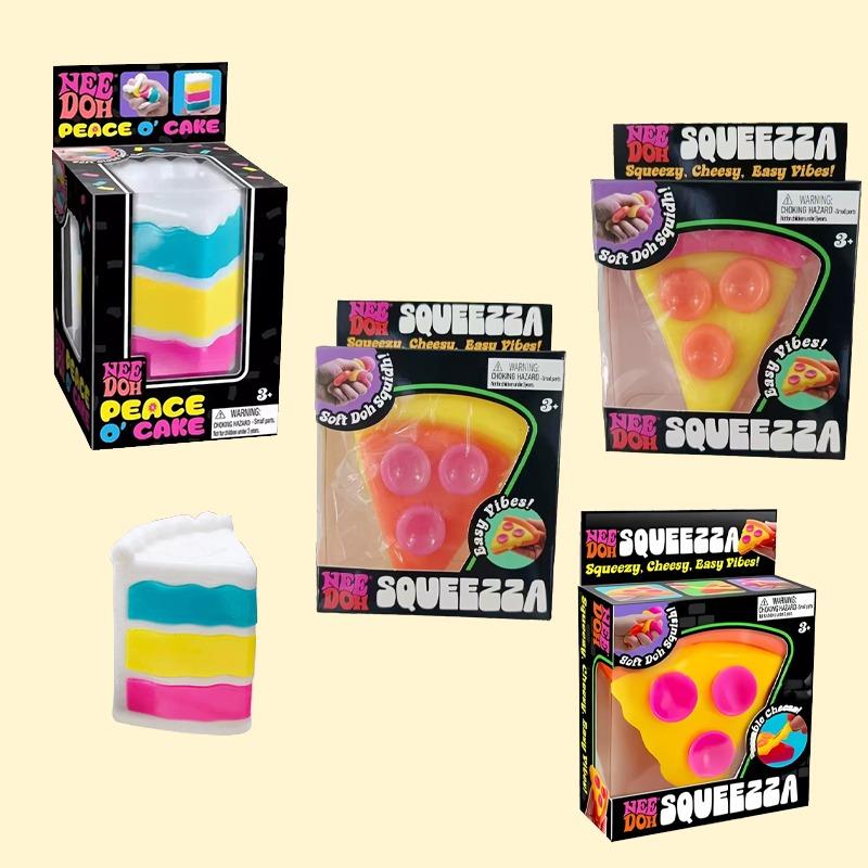 Bai Fen Bai Toys Needoh Squeezza Pizza Cake Toy Squishy Set Soft Stretchable Autism Adhd Fidget Stress Relief Sensory Toy For Kids Adults Gift