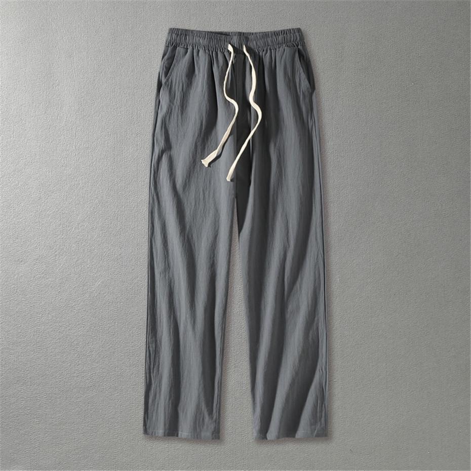 Linen Pants Men Plus Size 9XL 8XL Pants Summer Linen Trousers Male Fashion Casual Solid Color Pants Big Size 8XL 9XL