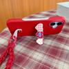 For iPhone 16 Plus Case Christmas Design PU+PC Phone Back Cover with Heart Kickstand, Strap