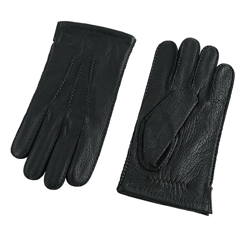 Men s Faux Deer Leather Fingerless Motorcycle Gloves - Outdoor Velvet-Lined Winter Warmth S/9