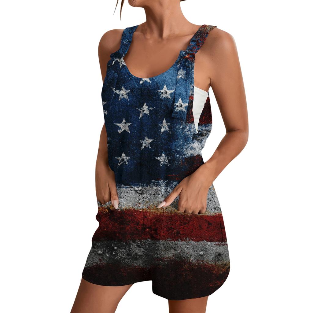 Rompers For Women Summer Casual Sleeveless Overall Comfy Loose Spaghetti Strap Romper Fashion Jumpsuit With Pockets