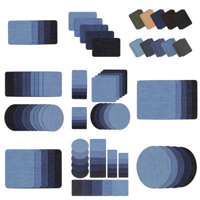 Iron On Patches for Jeans, Jackets, and Bags Set Cotton Denim Trouser Patches with Oval and Square Patterns