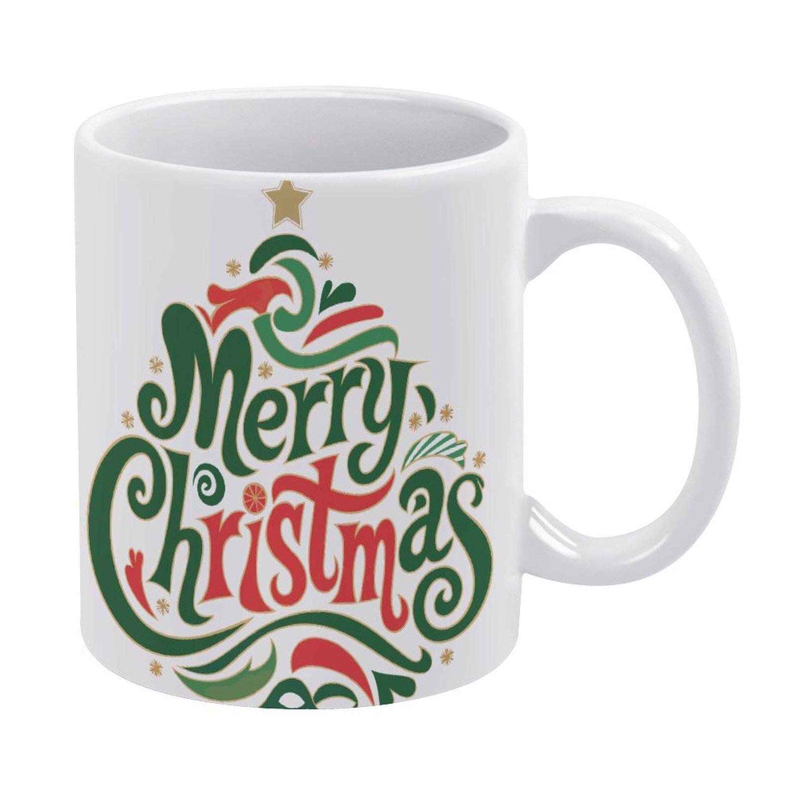 

11oz White Coffee Mug with Double-Sided Printed Area, Glossy Ceramic Body and Comfortable Grip for Warm Home Beverage Time белый