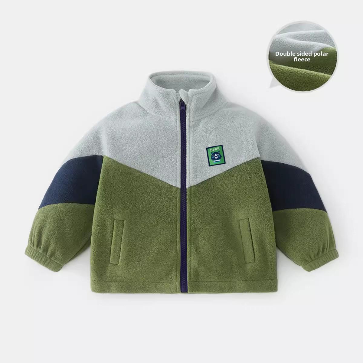 

Модная флисовая куртка для мальчиков 2024 года — стильная зимняя одежда для детей 120 cm