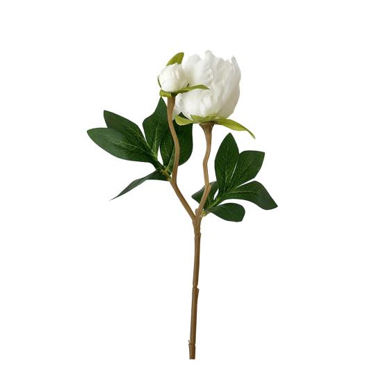 Künstliche Pfingstrosenblüten, 17 Zoll Realistische Kunstpfingstrose mit 1 Knospe, Lebensechtes Pfingstrosenbukett mit Stiel für Vasenarrangement, Tischdekoration für Hochzeiten, Innenbereich