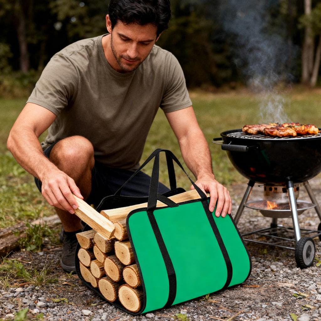 Firewood Bags Wood Holder Tote Log Holder With Handle For Firewood Fireplace Stove Woodstove Cabin Indoor Outdoor Camping