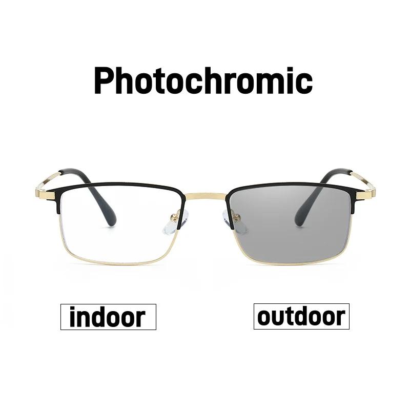 Business Photochromic Myopia Glasses Ultra-Lightweight Comfortable Classic Full-Frame Spectacles Minus Diopter 0 To -4.0