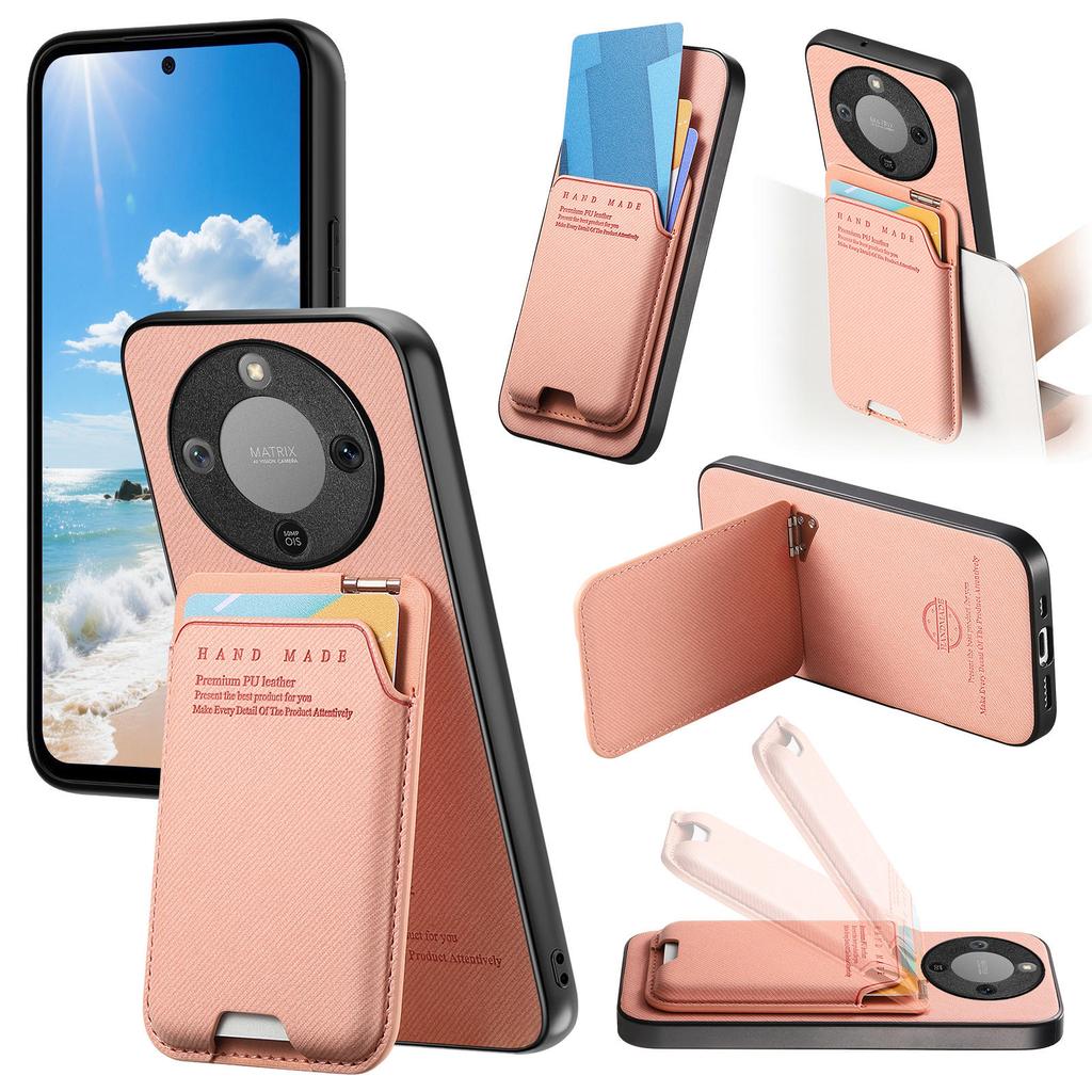 Phone Case For Honor Magic8 Lite 5G / X9d 5G / X70 5G Cloth Texture Leather + PC + TPU Cover with Card Holder Kickstand