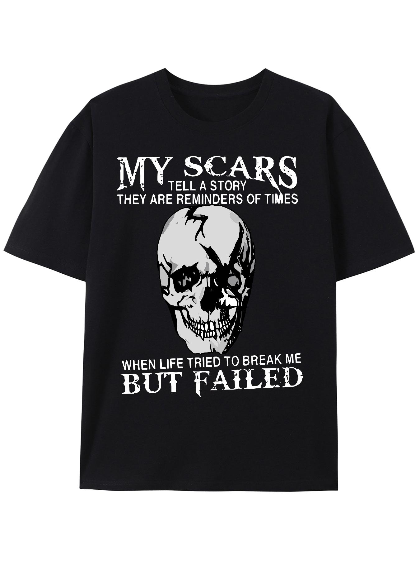 Men s T-Shirt Y2K Trendy Skull and Slogan 4XL