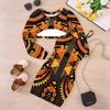 Girls Cartoon 2 Piece Outfits, Long Sleeve Crop Top + Spaghetti Strap Bodycon Dress, Ethnic Floral Print Party Dress Set